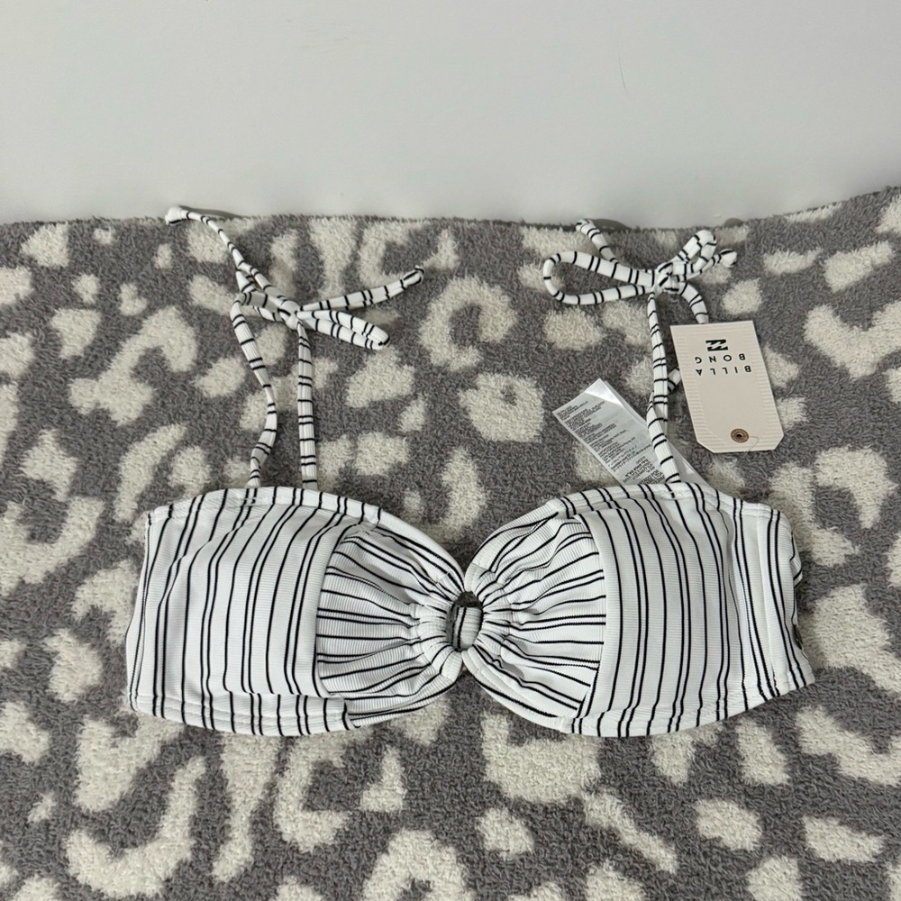 Billabong White and Black Bikini Swim Top